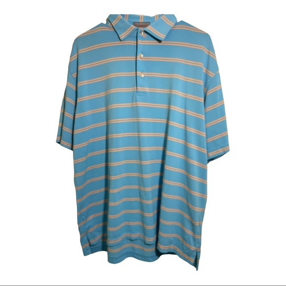 Peter millar summer comfort polo blue with stripes half button flaw Spot… - Picture 2 of 9